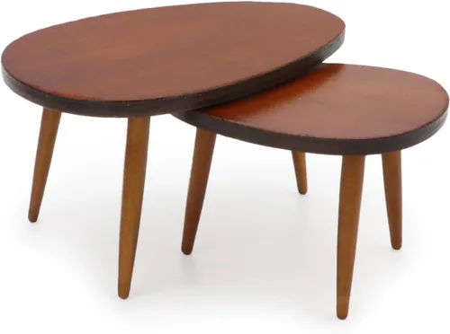 Vista 4 de Muebles en miniatura, 2 piezas, mesa de casa de muñecas, juego de mesa triangular de madera, escala 1/12, accesorios de modelo de casa pequeña