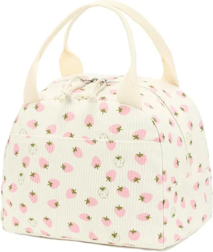 Vista 21 de Bluboon Bolsa de almuerzo para mujer, bonita bolsa de almuerzo de pana con correa para el hombro, reutilizable, aislada, gran capacidad