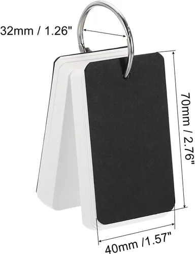 Vista 2 de PATIKIL Tarjetas de índice en blanco con anillo, 1000 tarjetas flash en blanco de 2.8 x 1.6 pulgadas, cartulina de notas de estudio para aprendizaje