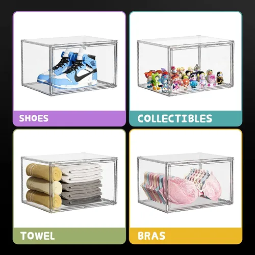 Vista 6 de Caja organizadora de sombreros, paquete de 2 unidades de almacenamiento para gorras de béisbol, contenedor porta sombreros apilable con tapas