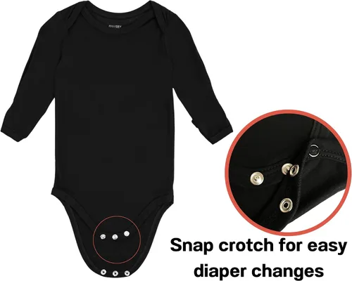 Vista 4 de GUISBY Body de bebé con puños de manoplas mamelucos de bambú de manga larga para niños y niñas de 0 a 24 meses