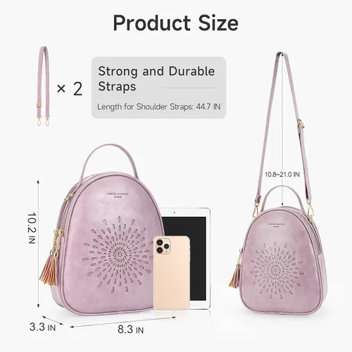 Vista 8 de T1953 Mochila para mujer, de piel sintética, para regalo para niñas y mujeres