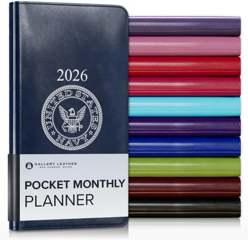 Vista 109 de Gallery Leather Agenda mensual grande 2026-2027 Acadia Navy Acadia Marina