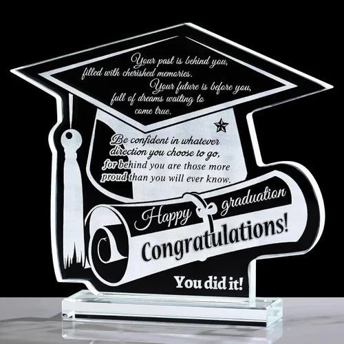 Vista 13 de YWHL Regalos de graduación para él o ella, regalos inspiradores para graduados de la clase de 2025, recuerdo de graduación de cristal grabado