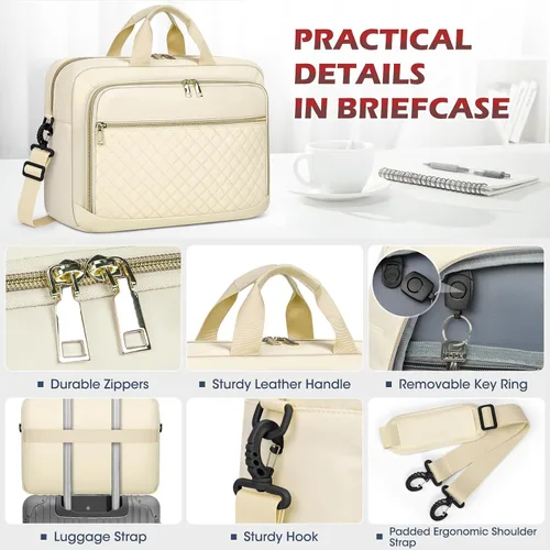 Vista 6 de NEWHEY Bolsa para laptop de 17.3 pulgadas, maletín para computadora portátil para mujeres y hombres, bolsa de hombro impermeable, bolsa de mensajero