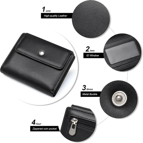 Vista 5 de GEEAD Billeteras pequeñas de piel sintética con bloqueo RFID para mujer, cartera delgada para múltiples tarjetas para mujer con bolsillo