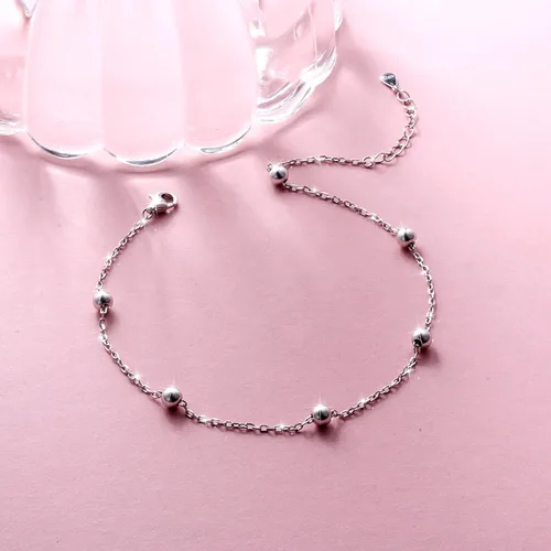 Vista 3 de Tobillera para mujer y niña, S925 plata de ley, ajustable, estilo de playa, joyería pulsera para tobillo