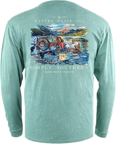 Vista 3 de Simply Southern Camiseta de manga larga lavada con pigmento para hombre