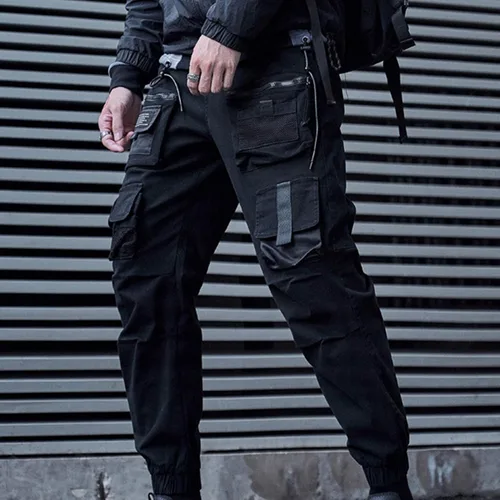 Vista 2 de XYXIONGMAO - Overoles sueltos con múltiples bolsillos, pantalones funcionales casuales, joggers de carga, ropa técnica, pantalones de harén, hiphop