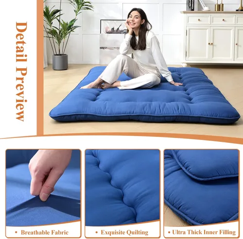 Vista 4 de Colchón de futón grueso para dormir, colchón plegable para adultos, niños, tapete de tatami, colchón de campamento, viaje por carretera, tapete