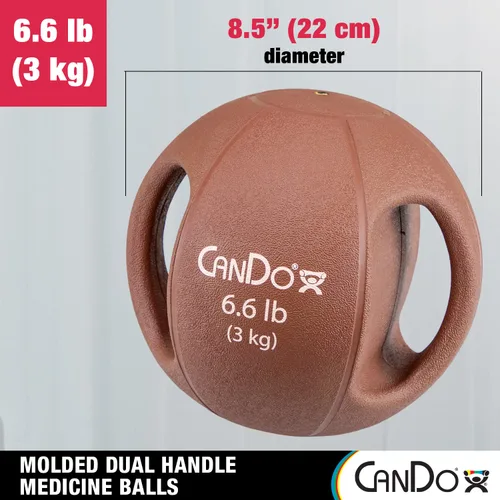 Vista 2 de CanDo Balón medicinal moldeado de doble mango para entrenamiento de fuerza, entrenamientos de núcleo, calentamientos, cardiometría y pliometría