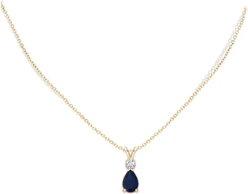 Vista 195 de Angara Colgante de lágrima de zafiro azul natural con diamante en plata/oro macizo de 14 quilates/platino Cumpleaños, compromiso, aniversario