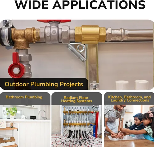 Vista 8 de Pex Fittings 1/2 pulgada, codo Pex de 90 grados, certificado NSF y UPC, accesorios de engarce de latón resistente para fontanería de tuberías