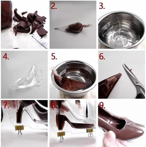 Vista 7 de KALAIEN Zapatos de tacón alto Chocolate Candy Molde Bundle Moldeo 3D Moldes de pastel de fondant Tamaño grande