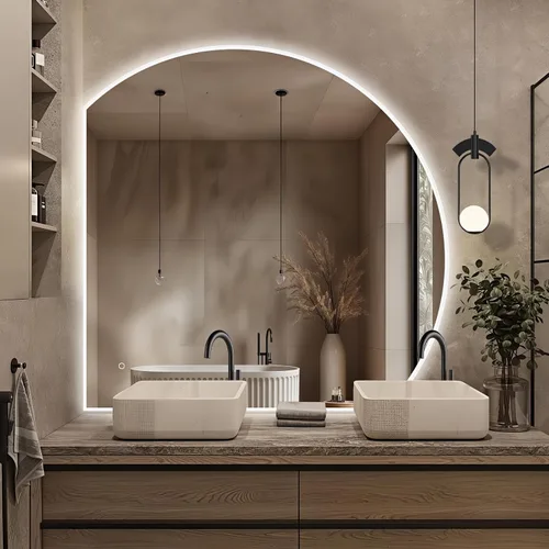 Vista 11 de Niccy Espejo LED de baño, 32"x20" pulgadas, rectangular, espejos de tocador para montar en la pared, con marco de metal, espejo inteligente