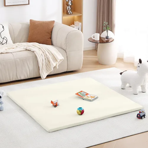 Vista 5 de Alfombra de juego para bebés de 48 x 48 pulgadas, gruesa, antideslizante, para bebés y niños pequeños. Plegable, fregable, inodoro y suave, ideal
