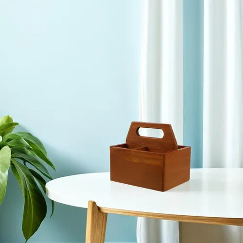 Vista 8 de SEWACC Vintage Wood Tea Bag Holder Box, 3 Compartment Organizer for Table