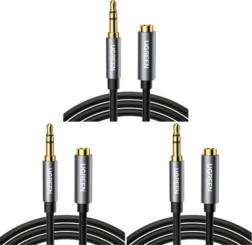 Vista 10 de UGREEN Cable de extensión de auriculares 0.138 in Aux 3 Pole TRS Extender Cord 3.3FT Male to Female, Audio Only, Gold Plated, Compatible with