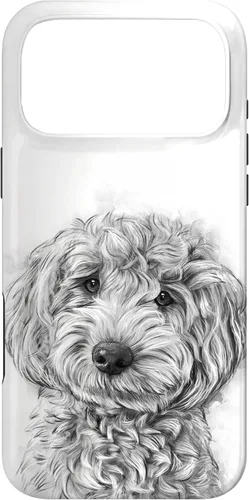 Vista 22 de iPhone 12/12 Pro Golden Doodle Retrato lindo perro ilustración caso de regalo