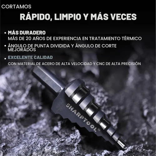 Vista 5 de M2 HSS - Broca escalonada Unibit, 1/4"-1-1/8", metal y madera de plástico