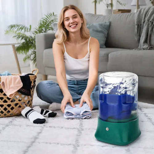 Vista 8 de Mini Lavadora Portátil - Lavadora Pequeña de 1L Recargable por USB con 2 Modos de Limpieza Profunda para Ropa Interior, Calcetines y Ropa de Bebé