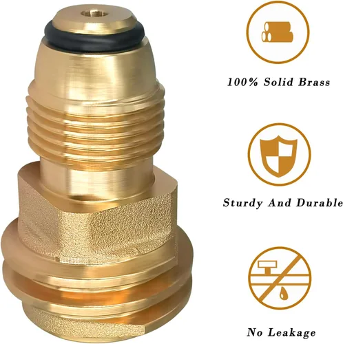 Vista 5 de Adaptador de propano POL a QCC1, tipo de conexión antiguo a nuevo, latón macizo Tank Adapter Universal Fit Convert POL LP Service Valve to QCC1