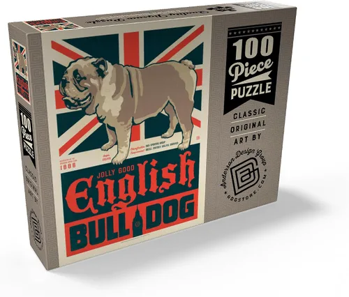 Vista 2 de MyPuzzle Bulldog inglés, póster vintage, rompecabezas de 100 piezas para adultos
