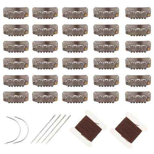 Vista 11 de 20 pinzas de pelo de acero inoxidable con 9 dientes, pinzas para Beige 9 dientes 20 piezas