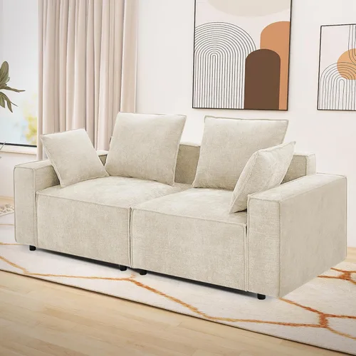 Vista 17 de WILLOVE Juego de sofá modular modular, sofá nube de felpilla con reposabrazos anchos y 8 almohadas, sofás de asiento profundo para sala de estar, 4