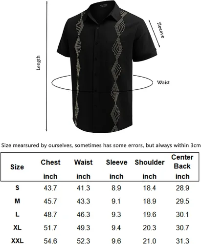 Vista 6 de COOFANDY Men's Cuban Guayabera Shirts Short Sleeve Linen Tops Beach Button Down Shirt with Pockets