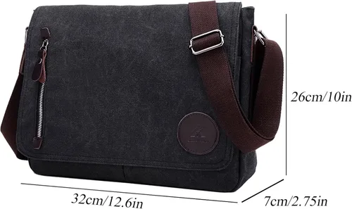 Vista 6 de ZHIERNA Bolsa de lona pequeña de mensajero bolsa cruzada para hombres y mujeres para el trabajo escolar