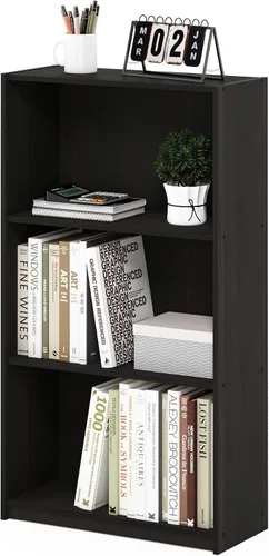 Vista 14 de Furinno Estantería básica para libros, moderna de 3 niveles, estantería con estantes abiertos, 9.3 x 21.8 x 39.5 pulgadas, para sala de estar Roble