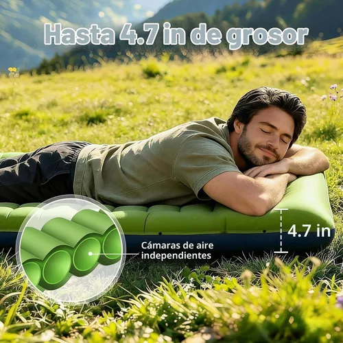 Vista 4 de Almohadilla de dormir para acampar, almohadilla inflable de 5