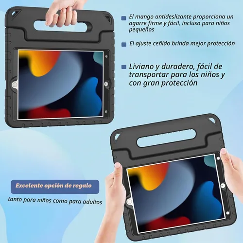 Vista 4 de LTROP Funda infantil para iPad de 9ª/8ª/7ª generación (2021/2020/2019), iPad 10.2 con protector de pantalla integrado, funda para niños con soporte