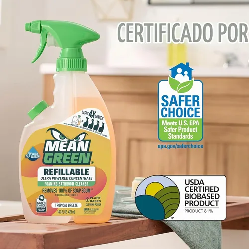 Vista 8 de Mean Green Limpiador de Baño CONCENTRADO Ultra Potente Recargable, Brisa Tropical, 14.3 Onzas