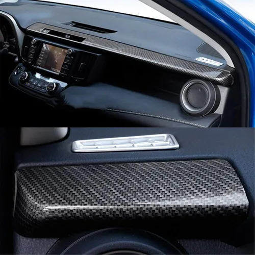 Vista 8 de x xotic tech 2 unids ABS fibra de carbono tablero consola panel cubierta Trim decoración para Toyota RAV4 2016-2018