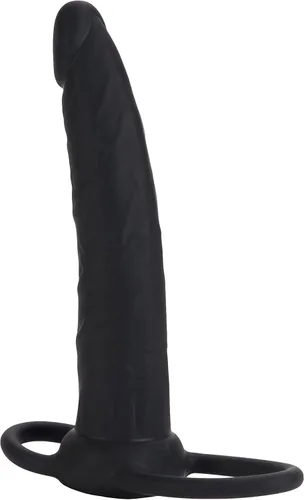 Vista 2 de CalExotics Correa de doble penetrador de silicona Love Rider en consolador, negro, SE-1515-20-3