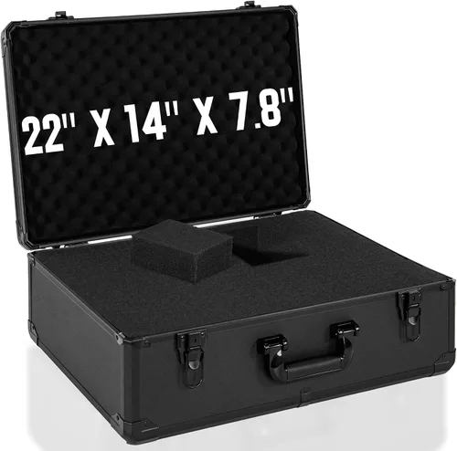 Vista 11 de Estuche de transporte de 11 pulgadas con espuma precortada en cubitos personalizable, carcasa de aluminio, construcción robusta de aleación