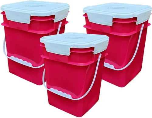Vista 21 de House Naturals Cubo cuadrado de grado alimenticio de 4 galones con asas de plástico y tapa (paquete de 3) recipientes fabricados en Estados Unidos