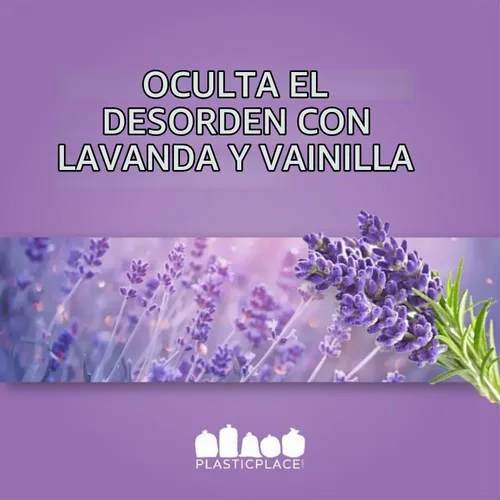 Vista 4 de Plasticplace Revestimientos para botes de basura con aroma a lavanda y vainilla suave con cordón blanco, compatibles con Code Q (200 unidades) │