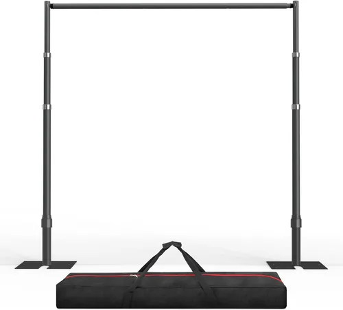 Vista 8 de Kit de soporte de telón de fondo de tubo y cortina EMART, 3x3 metros de alta resistencia ajustable para fotos, marco de metal con base plana