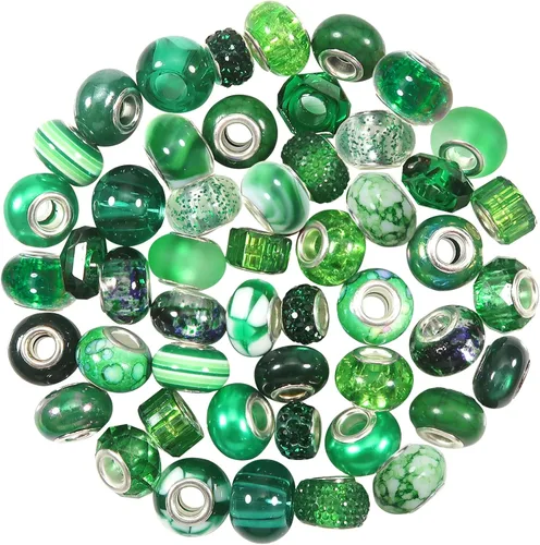 Vista 13 de TOAOB 50pcs Surtido Resina Europea Azul Grande Agujero Espaciador