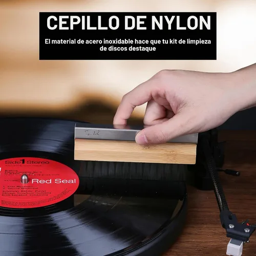 Vista 5 de SpinArt Kit de limpieza de discos de vinilo 8 en 1, incluye cepillos de terciopelo suave y microfibra, solución de limpieza LP, gel de lápiz
