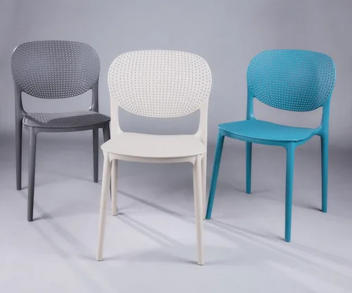 Vista 9 de CozyBlock - Silla de comedor apilable perforada de malla para interior y exterior, juego de 2 (Biege)