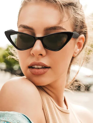 Vista 3 de Veda Tinda Vision Cat Eye Sunglasses for Women Vintage Tinted Polarized Lens Trendy Cateye Rave Festival Retro Cool Glasses