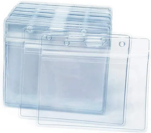 Vista 8 de 10 piezas de soportes horizontales de plástico transparente para tarjetas de identificación con insignia de nombre