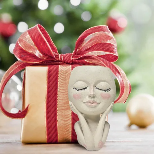 Vista 4 de Macetas Cara de Plantas en Forma de Cabeza - Lindas Macetas para Suculentas, Macetas para Plantas de Interior con Sistema de Drenaje, Regalos