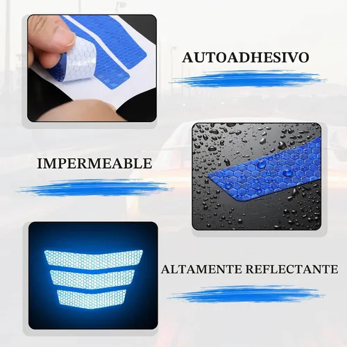 Vista 7 de TOMALL - Vinilos reflectantes de rayas fuertes para parachoques de coche, de alta intensidad, visibilidad nocturna, calcomanías reflectantes