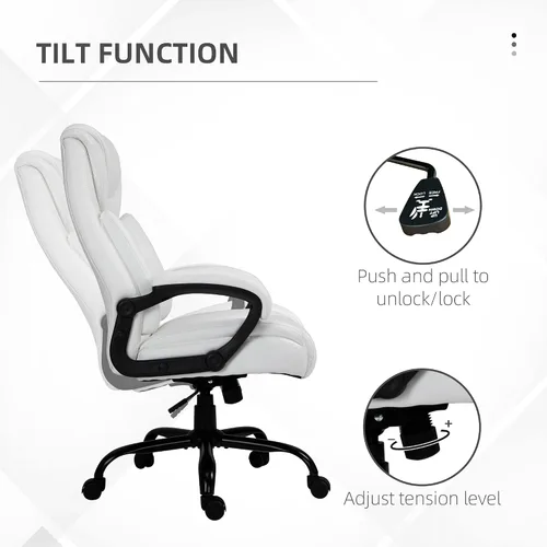 Vista 5 de Big and Tall 400lbs Executive Office Chair with Wide Seat, Computer Desk Chair with High Back PU Leather Ergonomic Upholstery, Adjustable Height and