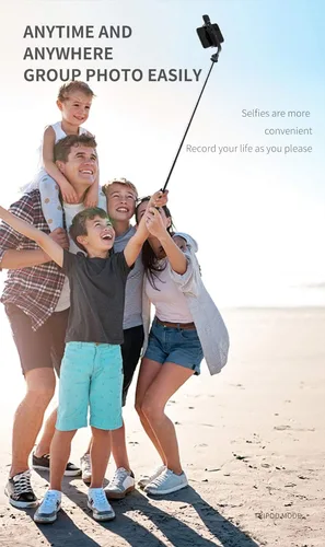 Vista 6 de Palo selfie con luz, trípode extensible todo en 1 con control remoto inalámbrico desmontable, soporte portátil para teléfono celular, trípode ligero